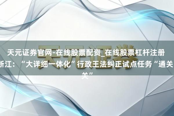 天元证券官网-在线股票配资_在线股票杠杆注册 浙江：“大详细一体化”行政王法纠正试点任务“通关”