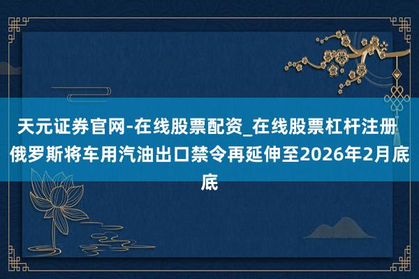 天元证券官网-在线股票配资_在线股票杠杆注册 俄罗斯将车用汽油出口禁令再延伸至2026年2月底