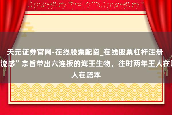天元证券官网-在线股票配资_在线股票杠杆注册 被“流感”宗旨带出六连板的海王生物，往时两年王人在赔本