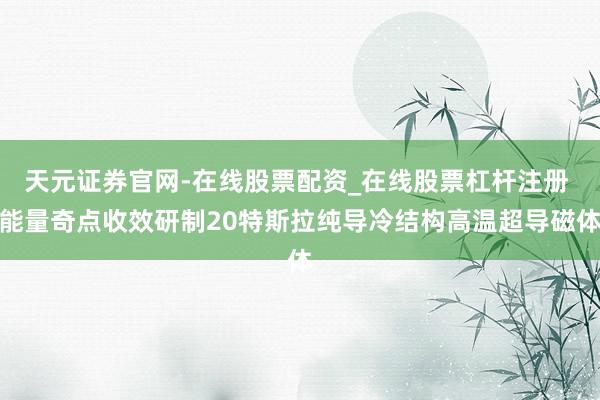 天元证券官网-在线股票配资_在线股票杠杆注册 能量奇点收效研制20特斯拉纯导冷结构高温超导磁体